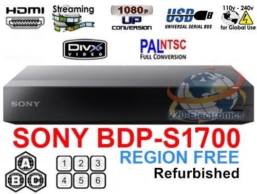 SONY BDP-S1700 Refurbished REGION FREE BLU-RAY DVD PLAYER SONY BDP-S1700 Refurbished REGION FREE BLU-RAY DVD PLAYER