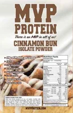 "MVP PROTEIN" "CINNAMON BUN" WHEY ISOLATE PROTEIN POWDER- 2 Lbs. (28 Servings)