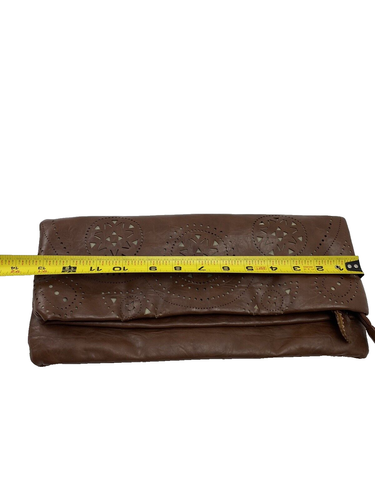 Steve Madden Clutch Brown Leather Makeup Bag Toiletry Carrier Purse, VTG, As is! - Picture 6 of 12