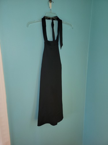 Lulus Black Satin Halter Dress Sz. Small