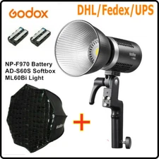 Godox ML60Bi 60W Bi-Color 2800-6500K Led video Light COB Light AD-S60S Softbox 