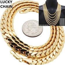8''-30''14K GOLD FILLED MIAMI CUBAN LINK CHAIN NECKLACE BRACELET 9MM 27g-99g H3