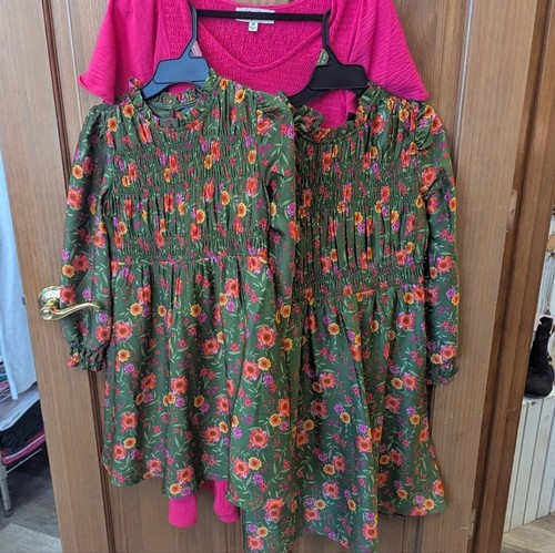 girls Floral Green Smocked Dress