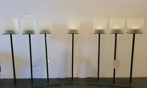 Set of Free Standing Tealight Candle Holders (4) Black Metal Sturdy Art Deco - Picture 3 of 8