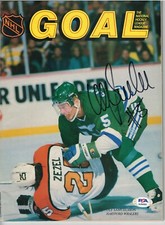 PSA/DNA Authentic Ulf Samuelsson Autograph 1988 Hartford Whalers NHL GOAL Mag