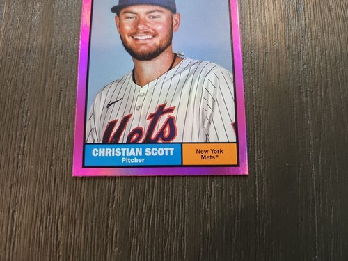 2024 Topps Archives Pink Foilboard #9 Christian Scott, New York Mets RC - Picture 3 of 4