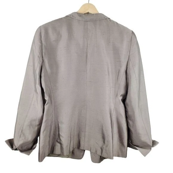GIORGIO Armani шелковый блейзер женщин 46 США 10 Серебряный французский манжеты рукав - Изображение 2 из 4