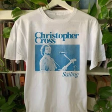 Vtg Christopher Cross Salling Cotton All Size Unisex White Tee Shirt BT094