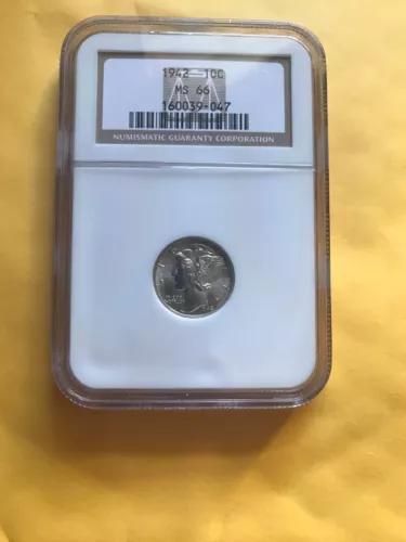 1942 MERCURY SILVER DIME ~ NGC MS 66 ~BEAUTIFUL STRIKING COIN~