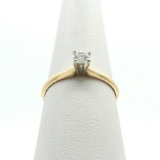 14k Gold Round Natural Diamond Solitaire Engagement Ring