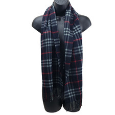 Vintage Burberry s of London Scarf Plaid Frin...