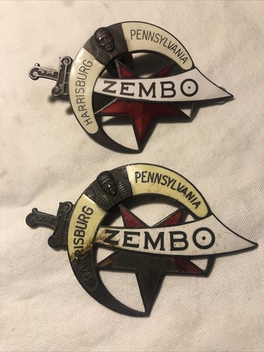 Vintage Enameled Shriners Masonic Zembo Emblem Harrisburg Pennsylvania Car Badge - Picture 12 of 12
