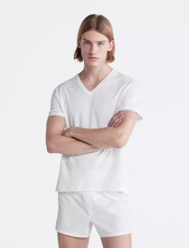 $$$Paquete de 3 camisetas clásicas de algodón para hombre (pequeñas) Calvin Klein NB4012-100 - Imagen 5 de 5