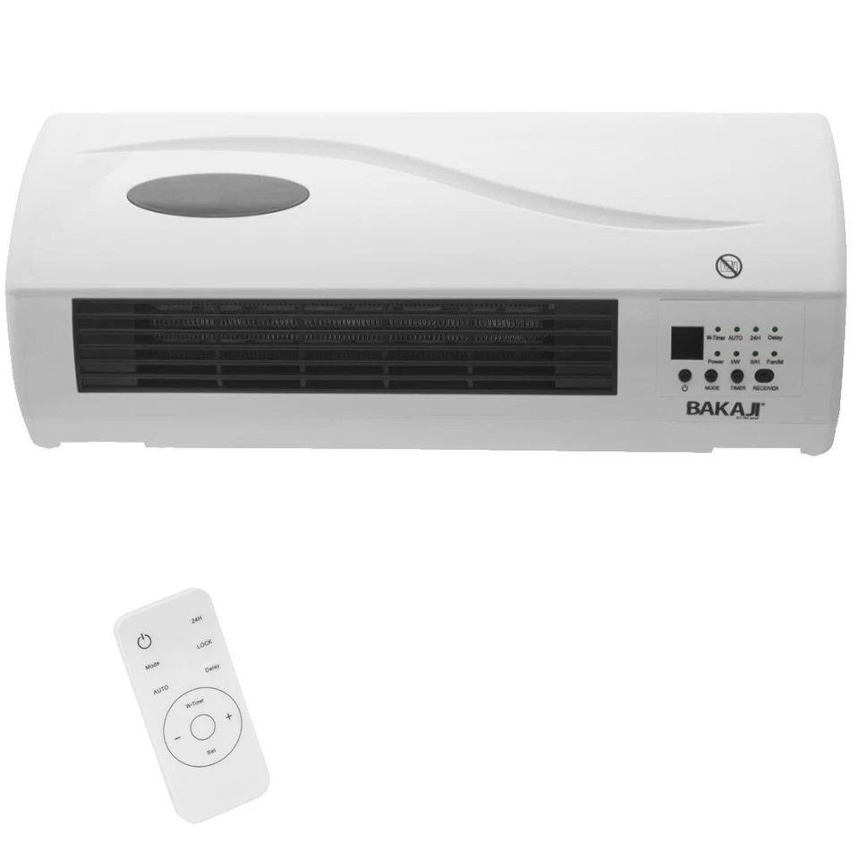 Termoventilatore Ceramico Elettrico a parete Modello Onda 2000W con Timer 24H - Immagine 3 di 4