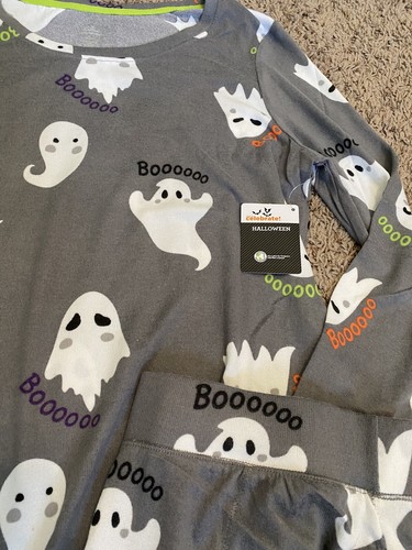 woman's Halloween Pajamas sleepwear Set Gray Ghosts Boo Celebrate! Size M NWT - Bild 2 von 5