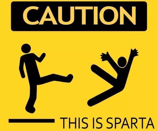 Warning Sign Caution This Is Sparta Sticker - Sticker Mania