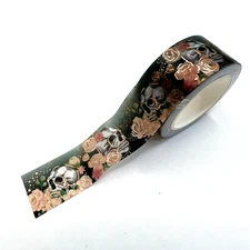 Halloween Skull Skeleton Roses Foil Wide Washi Tape Scrapbooking Journals
