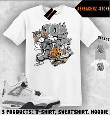 Shirt To Match AJ 4 White Cement 2025 Sneaker Matching Sneakerhead Cat And Mouse