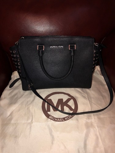 Large Michael Kors Selma Grommet Saffiano Leather Crossbody Handbag - Picture 1 of 11