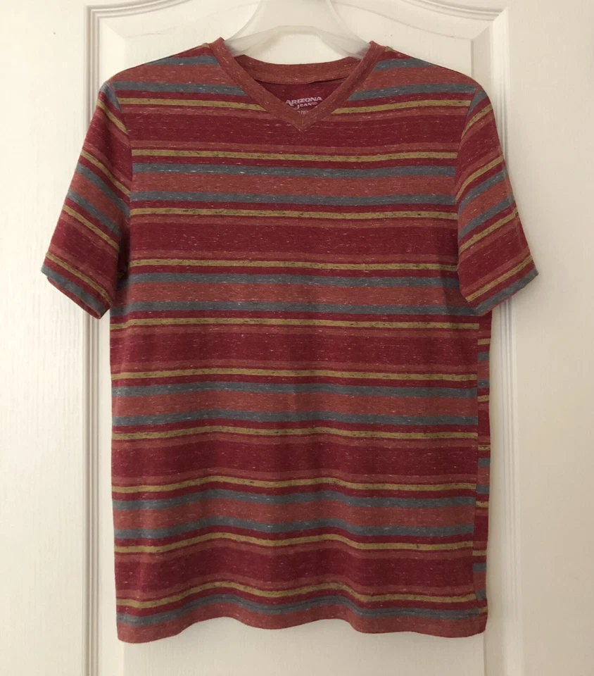 Arizona Jean Co Boys Red/Yellow/Gray V-Neck Striped Short Sleeve Tshirt Size XL - Image 2 of 4