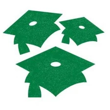 Graduation Green Glitter Assorted Cutouts 12 Pack Paper 2 Large 3 Medium 7 Small