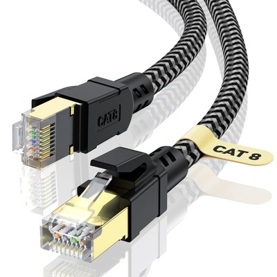 Cat 8 Ethernet Kabel 10M - Hochgeschwindigkeit 40Gbps für Gaming und Streaming