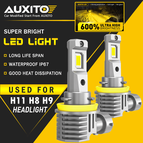 Led Headlight Bulbs AUXBEAM H11/H8/H9 - 3000K Golden Yellow For Low Beam Or Fog Lights AUXBEAM H11 H8 H16 LED Bulbs 3000K Golden Yellow Fog Light - Foto 10