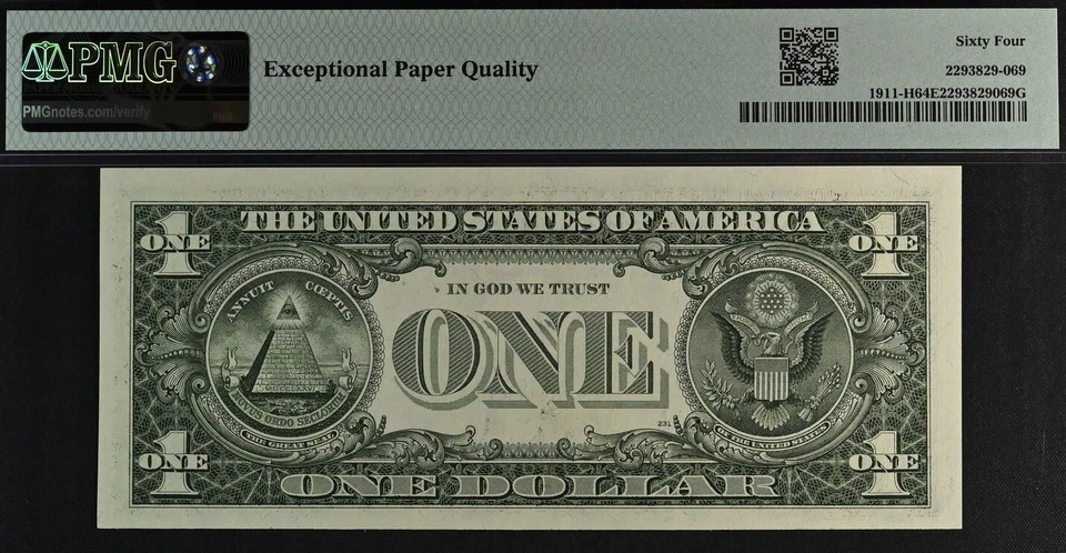 1981 $1 Federal Reserve Note PMG 64EPQ near solid serial number 66662666 - Image 3 of 3