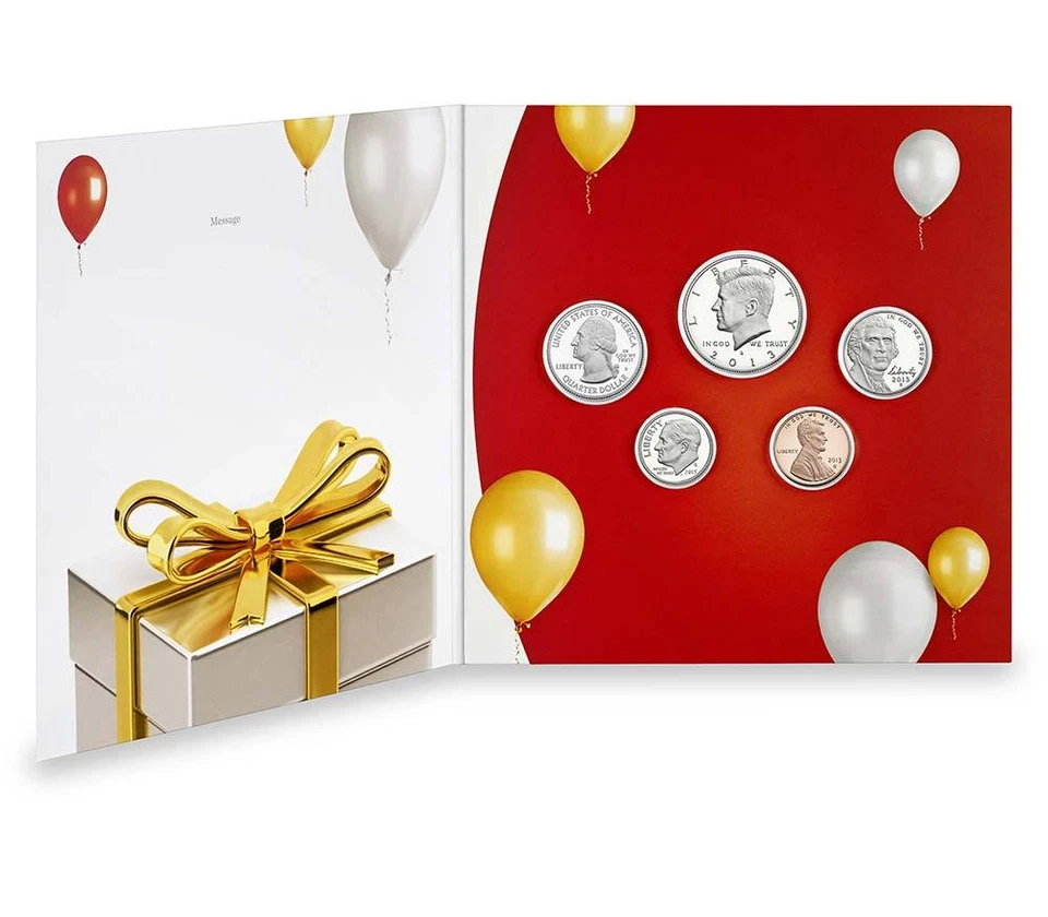 2013 S US Mint Happy Birthday Proof Coin Set N16 with Gift Card Folder 1st year - Image 2 of 4