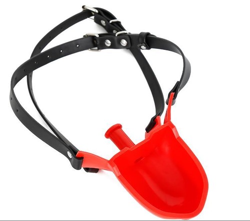 TPE Oral Enema Stecker Bondage Kopfgeschirr WC Trichter offener Mund Knebel Maske Kapuze - Bild 8 von 16