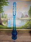 VTG 1960s Fenton Colonial Blue Thumbprint Swung Glass Vase Mid-Century, 19"