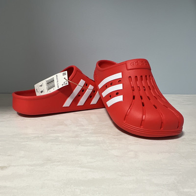 adidas Adilette Clog Slip-On Sandals Mens US 7 Red/White Logo GZ5887