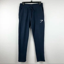 GYMSHARK Taper Leg Terry Sweatpants, Navy, Back Zipper Pocket, Size Small