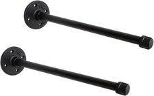 1/2" Industrial Black Iron Pipe Shelf Brackets, Rustic Wall Mounted DIY Shelving