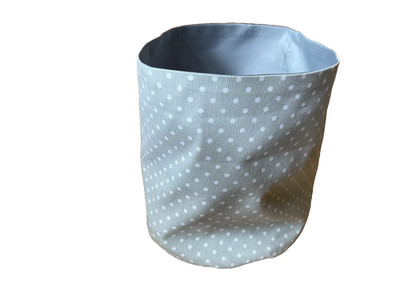 Stoffkörbchen Ø 17cm+H21cm-Grau Uni+Pünktchen weiß-Brotkorb Utensilo-Aufbewahren