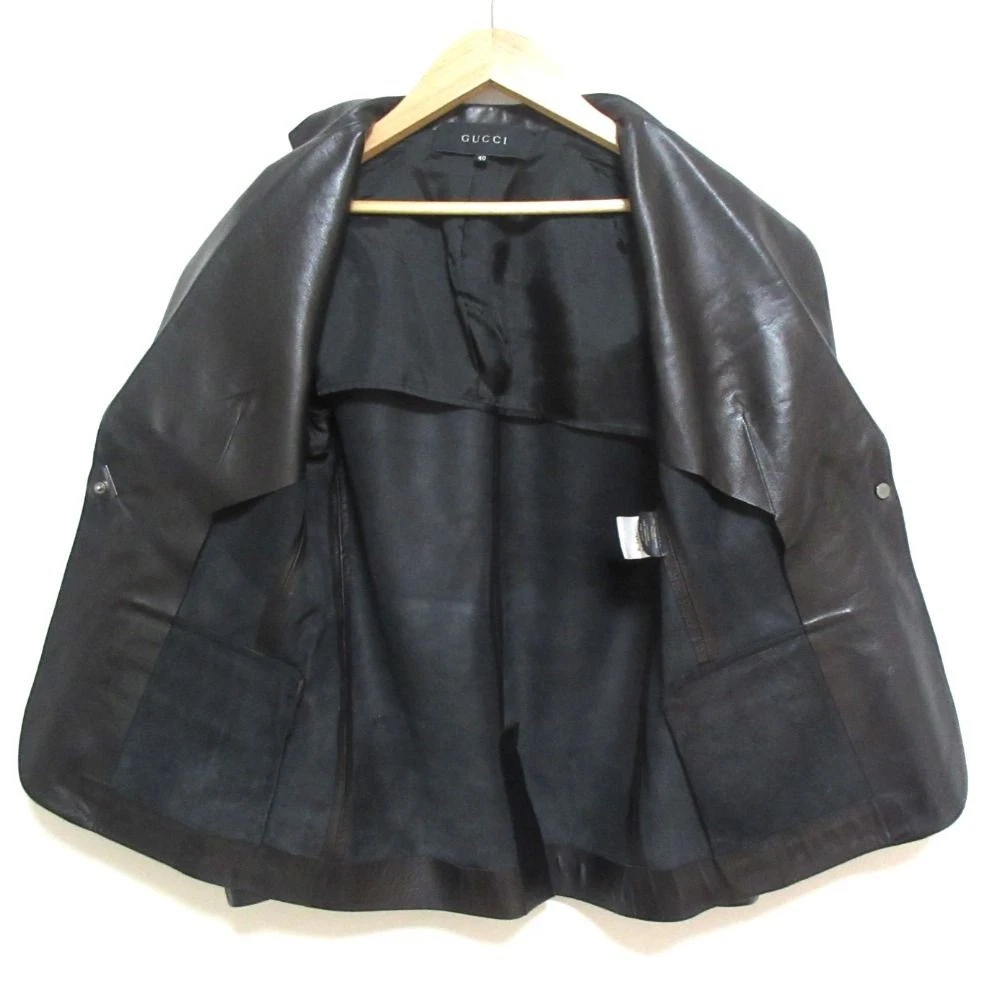 Gucci Tom Ford epoca logo spilla bottoni a pressione davanti giacca sartoriale pelle taglia 40