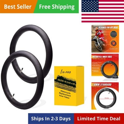 2-Pack 100/90-19 4.10 x 19 Motorcycle Inner Tubes - 19'' Dirt Bike Natural Rub...