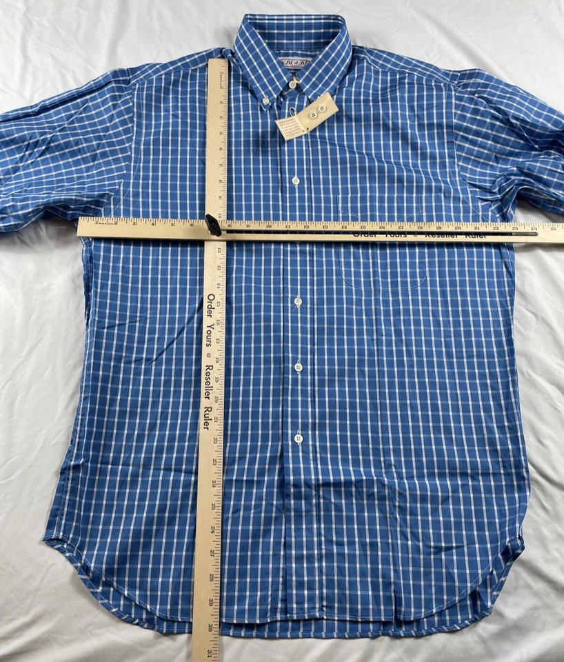 Camisa Fil A Fil Adulto Talla 40 Cuadros Azul París Francia Manga Larga Botón Para Hombre Foto 3 de 4