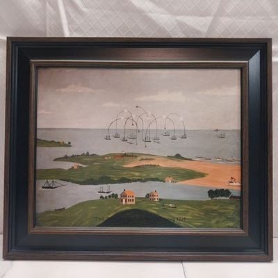 #ad The Bombardment of Fort McHenry 1814 by Campbel framed oil painting $199.87