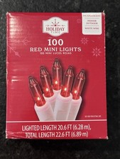 Holiday Time 100 Red Mini String Lights WHITE Wire Christmas Incandescent NEW