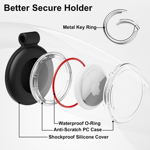 Holder AirTag Case Keychain Air Tag Holder, Waterproof Silicone Airtag 4 Pack - Picture 4 of 7
