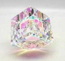 Dichroic Crystal Glass Paperweight RARE Sculpture Prism HAROLD LUSTIG CUBE