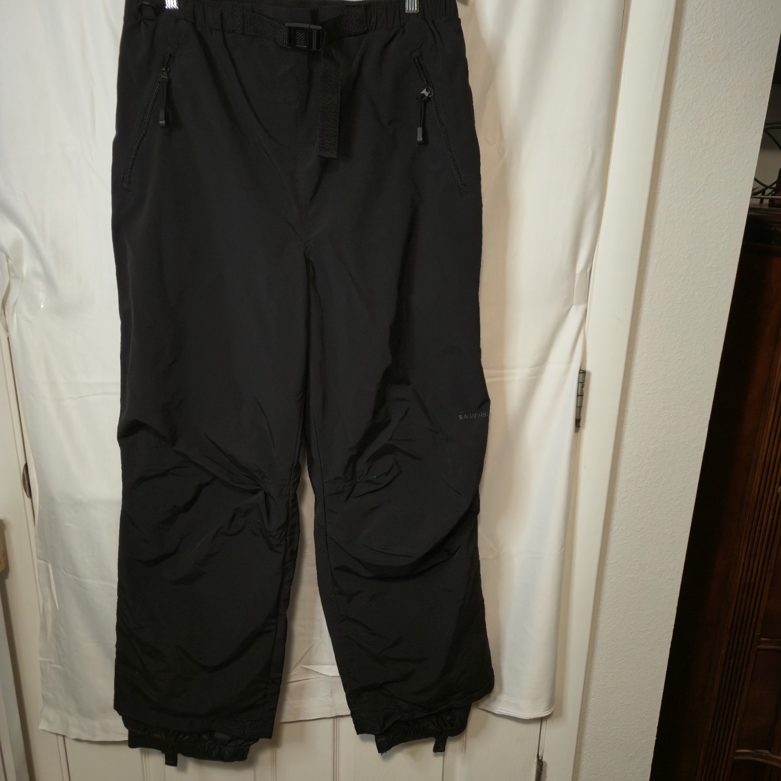Pantalones de nieve Inversion para hombre XL negros de nailon para snowboard esquí cintura elástica con cinturón 0402