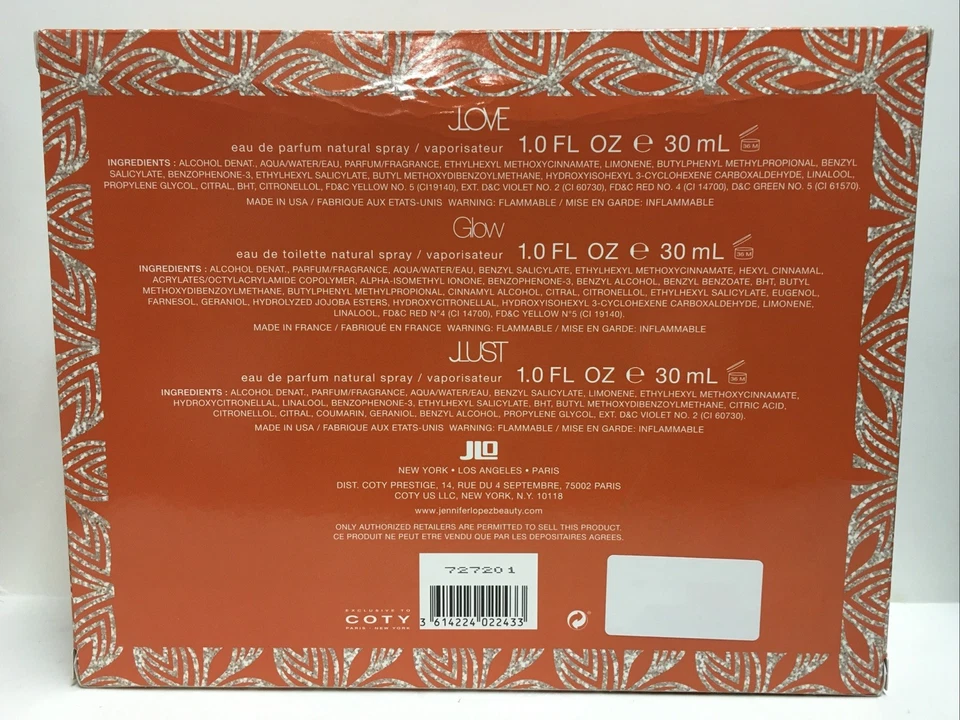 JENNIFER LOPEZ 3 PC SET NIB LOVE, GLOW & JUST 1.0 FL OZ EACH - Image 2 of 2
