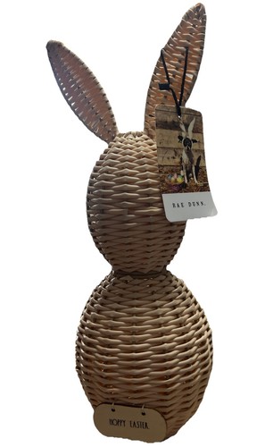 NEW Rae Dunn Tan Wicker Easter Spring Bunny Rabbit “Hoppy Easter” Natural Living - Picture 3 of 9