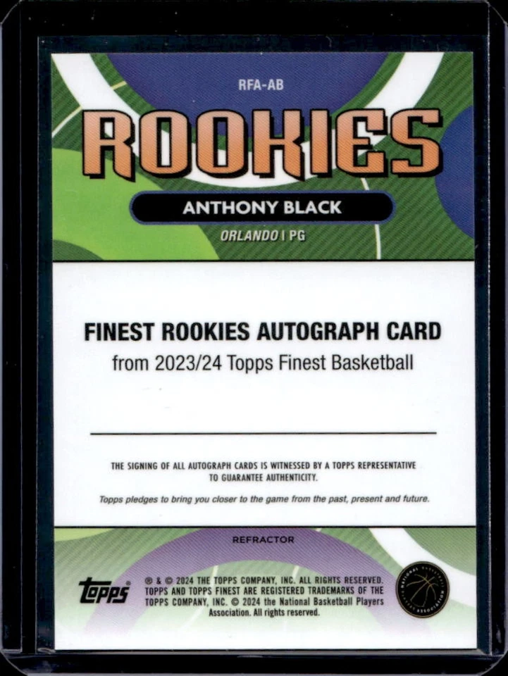 2023-24 Finest Anthony Black Rookie Auto RC Refractor Rookie #RFA-AB Magic - Image 2 of 2