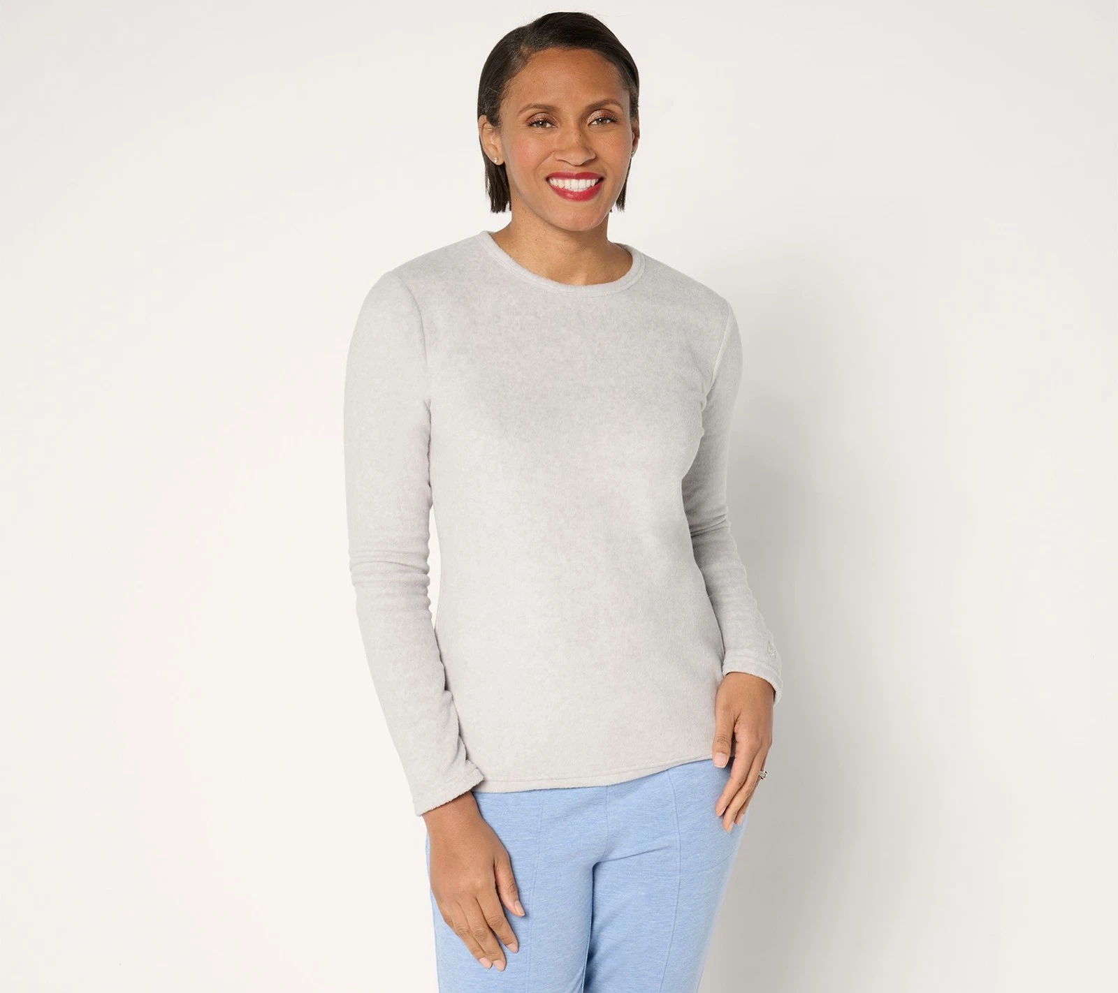Cuddl Duds Base Layers Fleecewear with Stretch Long Sleeve Top Light Grey L New