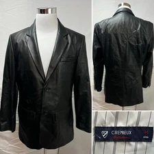 Cremieux Collection Men’s M Black Lamb Skin Leather Blazer Jacket Sport Coat