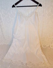 Vintage White Slip with Lace Trim Size L Slight Staining See Photos