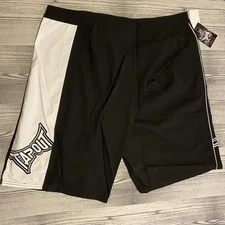 NWT TAPOUT Shorts Mens Black White MMA Wrestling Drawstring Hook & Loop Men's 40